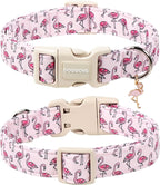 DOGWONG Cute Pet Dog Collar Pink Flamingos Cotton Dog Collar- Soft Girl Puppy - Image 2