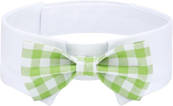 Segarty Dog Bow Tie for Neck Girths 12.6-15.7 inch, Adjustable Green Plaid by Segarty