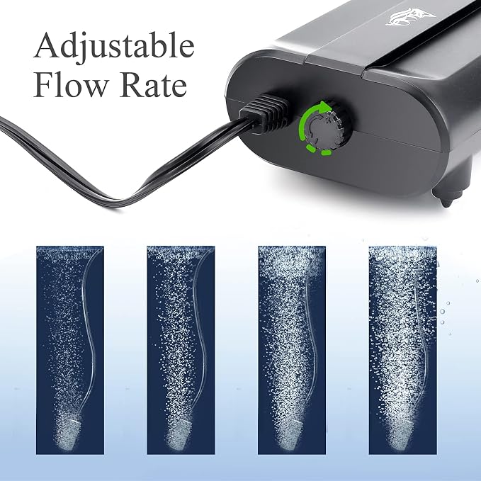 AQQA Aquarium Air Pump, 3.5W 5W Dual Outlet Oxygen Pump - Image 3