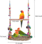 Bird Swing Toys with Wood Perch, Seagrass Woven Parrot Platform Bird Climbing - Image 5