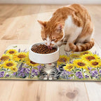 Dog Food Mat for Pet Cat Food Mat, Sunflower Absorbent Quick Dry Dog Bowl Mats - Image 3