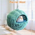 BNOSDM Rattan Parrot Nesting House Bird Nest Parakeet Hanging Swing Soft - Image 4