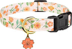 Cotton Handmade Dog Collar Cute and Distinctive Patterns Pink Sunflower by Fyeqyaou