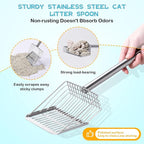 Metal Cat Litter Scoop with Holder Stainless Steel Kitten Poop Scooper - Image 4