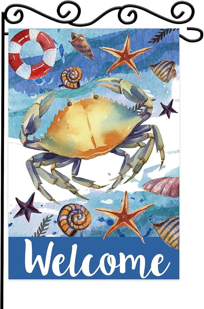 Starfish Crab welcome Garden Flag, Welcome to Undersea World Garden Flag by WPCTYQ