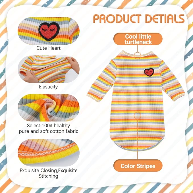 DENTRUN Hairless Cats Shirt Breathable Cat Daily Wear Clothes Stripe Vest - Image 4