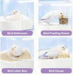 mini&moe Bird Bath for Cage, 4 in 1 Multifunction Birds House/Bath/Litter - Image 2