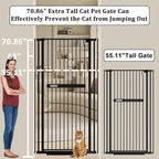 WAOWAO 71" Extra Tall Cat Pet Gate 29.92-37.79" Wide Pressure Mounted Walk - Image 2