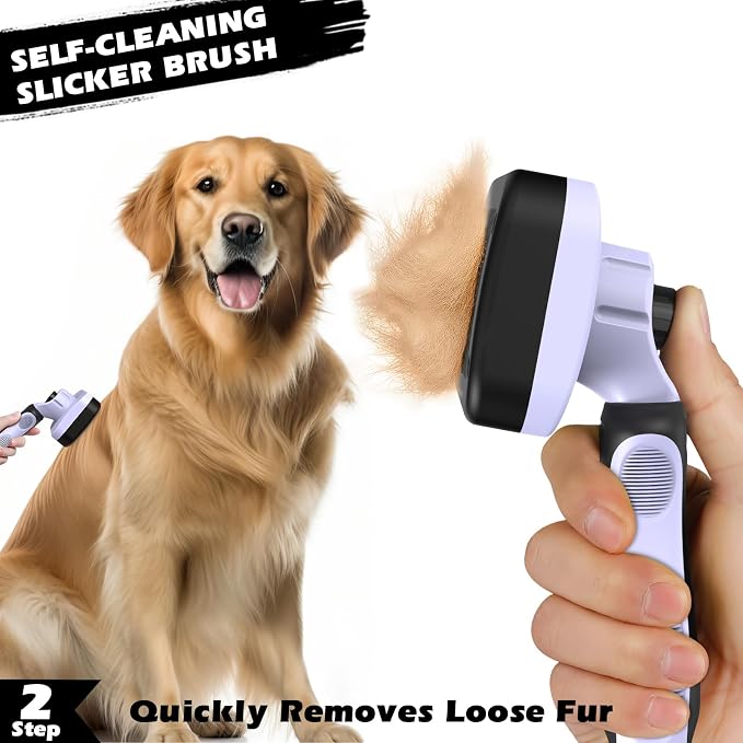 3PCS Self Cleaning Slicker Brush & Pet Grooming Rake & Flea Comb - Image 4