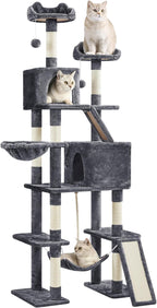 Yaheetech Cat Tree, 82.5in Large Tower w/Hammock, 2 Kitty-Ear Perches, 2 Cozy by Yaheetech