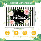 Pet Feeding Mat 24" x 16" Floral Stripe Welcome Design Non Slip Dog Food Mat - Image 5