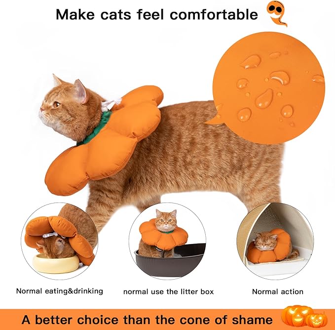 Cat Cone Collar, Cute Waterproof Recovery Collar, Anti-Bite Lick Wound Healing - Image 2