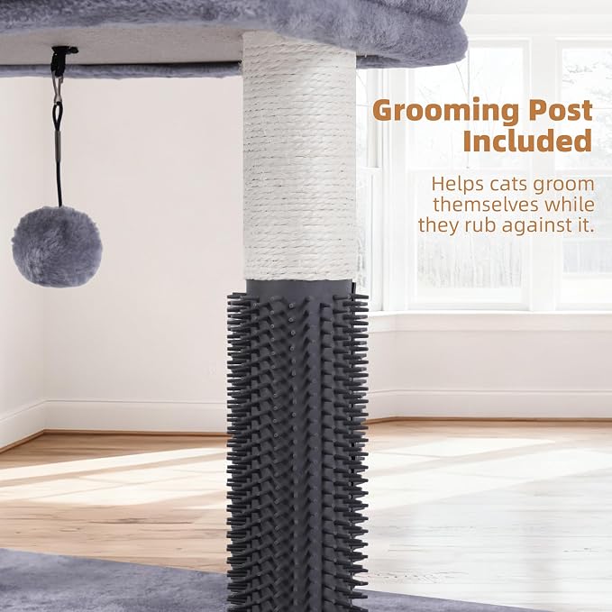 Cat Tree with Self-Grooming Brush and Interactive Toys, Cat Tree Tower - Image 8