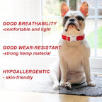 DOGWONG Cotton Hemp Dog Collar, Heavy-Duty Red Dog Collar Adjustable Soft - Image 4