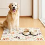 Cat Feeding Mat 24x16 inch Floral Ring Kitten Print Pet Bowl Placemat Non Slip - Image 3