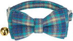 2 Pack Cotton Cat Collar, Removable Bowtie, Plaid Pattern, Safety Breakaway - Image 2