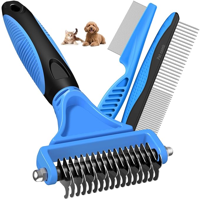 3PCS Pet Grooming Rake & Metal Comb & Flea Comb by Unknown