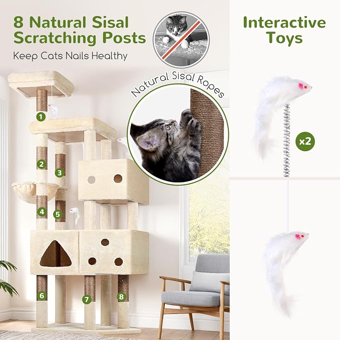 Globlazer Extra Large Cat Tower, 81-inch Tall Cat Tree - Image 6