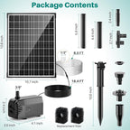 Biling 20W Solar Fountain Pump, 320 GPH Solar Pond Fountain Adjustable Flow - Image 6