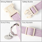 DOGWONG Cotton Hemp Dog Collar, Heavy-Duty Purple Dog Collar Adjustable Soft - Image 3