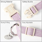DOGWONG Cotton Hemp Dog Collar, Heavy-Duty Purple Dog Collar Adjustable Soft - Image 3
