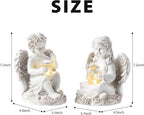 2 Pack Outdoor Angel Statue Garden Decor, Classic Solar Angel Figurine - Image 3