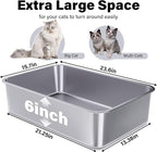 Stainless Steel Litter Box 2 Pack, 23.6“x15.7"x6" Deep Stainless Steel Cat - Image 3