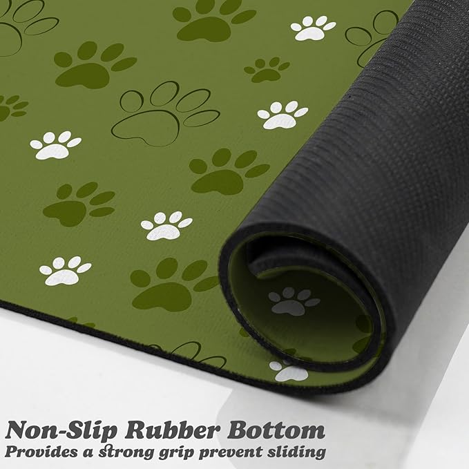 Dog Food Mat, Absorbent Water Bowl Mats Cat Pet Feeding Placemats Dark Green 12 - Image 3