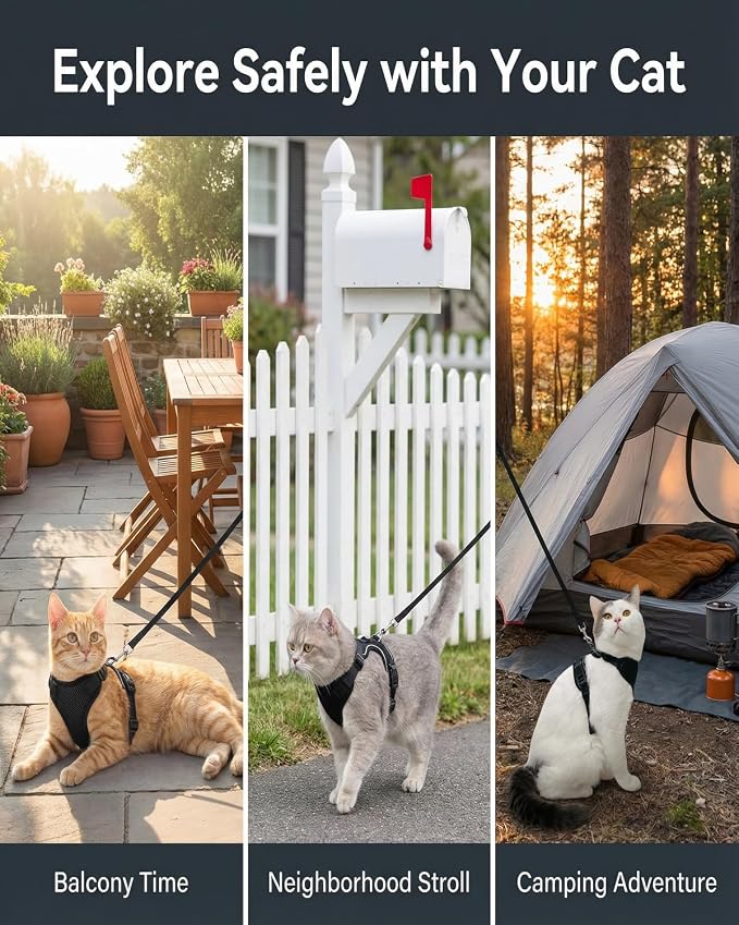 Luxelle 2 Pack Escape-Proof Cat Harness and Leash Set - Image 7