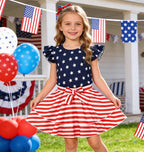 Girls Skirt Set 2 Piece Outfit Toddler Summer Clothes Ruffle Sleeve T-Shirt Bow - Image 2