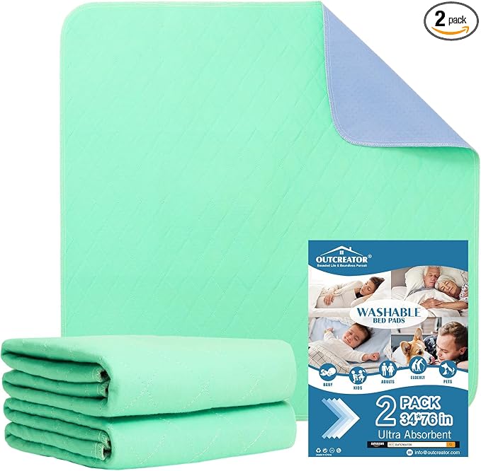 OUTCREATOR® Washable Bed Pads 34" x 76", Incontinence Mattress Protector by OUTCREATOR