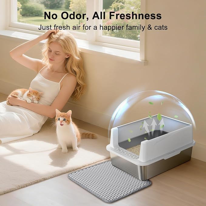FURTIME Stainless Steel Cat Litter Box - Image 9