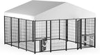 LOVMOR Outdoor Dog Kennel with Roof, Heavy Duty Steel Dog Run Enclosure by LOVMOR