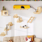 Cat Wall Shelves, 13-in-1 Solid Wood Wall-Mounted Cats Furniture Set - Image 6