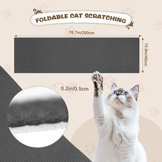 Eunice Cat Scratching Mat, Self-Adhesive Cat Scratch Carpet, Trimmable - Image 2