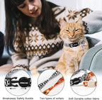 ARING PET 2 Pack Halloween Cat Collars, Breakaway Orange Black White Cotton - Image 5