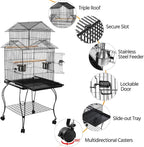 Yaheetech Budgie Cage 55-inch Rolling Standing Triple Roof Medium Parrot Cage - Image 4