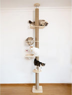 Floor-to-Ceiling Cat Tree with Natural Sisal Rope Scratching Post by TQEW