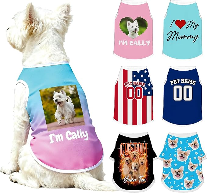 Custom Dog Shirt with Name Photo Text Logo Personalized Dog Pullover Shirts by Unknown