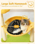 28" Flower Cat Tree Cute with Flower Top Perch, Large Hammock - Image 3