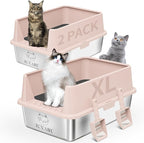 2PACK Stainless Steel Cat Litter Box by ICYAIR