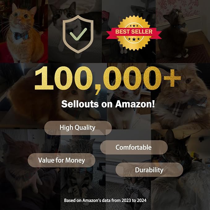 Cat Collar with Bells Breakaway, Bowtie Cat Collar - Image 9