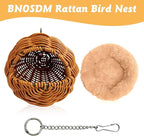 BNOSDM Rattan Parrot Nesting House Bird Nest Parakeet Hanging Swing Soft - Image 3