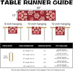 Valentines Day Dog Cat Paw Prints Table Runner, Anniversary Wedding Burlap - Image 3