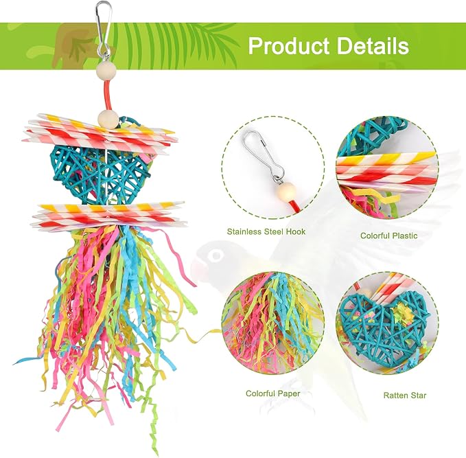YUEPET 4 Pack Bird Shredder Toys Small Parrot Chewing Toys Parrot Cage Foraging - Image 5