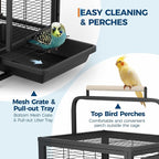 Bird Travel Carrier Cage, 19Inch Wrought Iron Small Bird Cage - Image 5