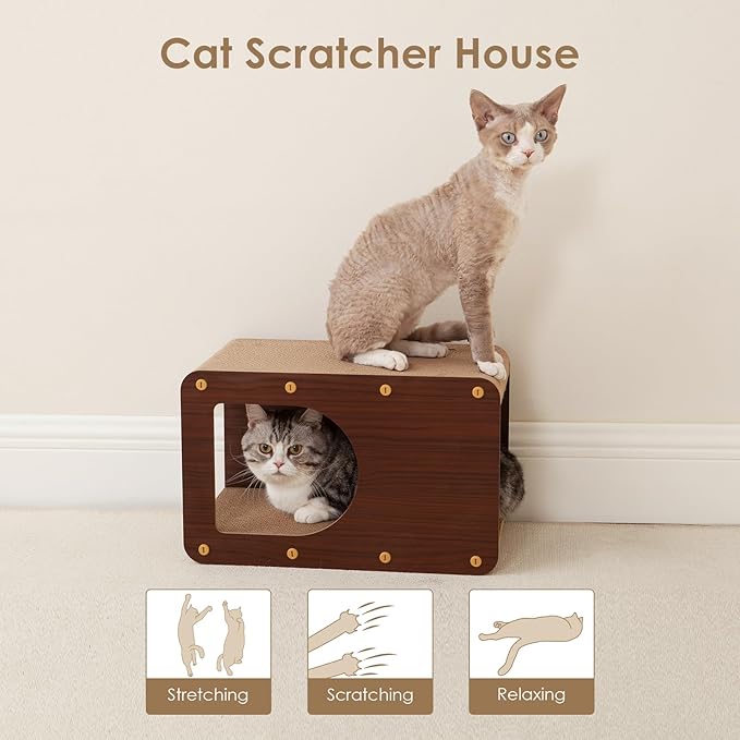 EHEYCIGA Cardboard Cat Scratcher House, 17-Inch Corrugated Cat Scratcher - Image 8
