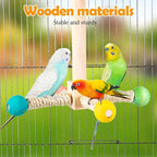 Rotating Bird Perches Toy, Interactive Spinning Parrot Parakeet Toys, Wooden - Image 4