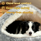 ShinHye Round Plush Fluffy Hooded Cat Bed Cave, Cozy - Image 4