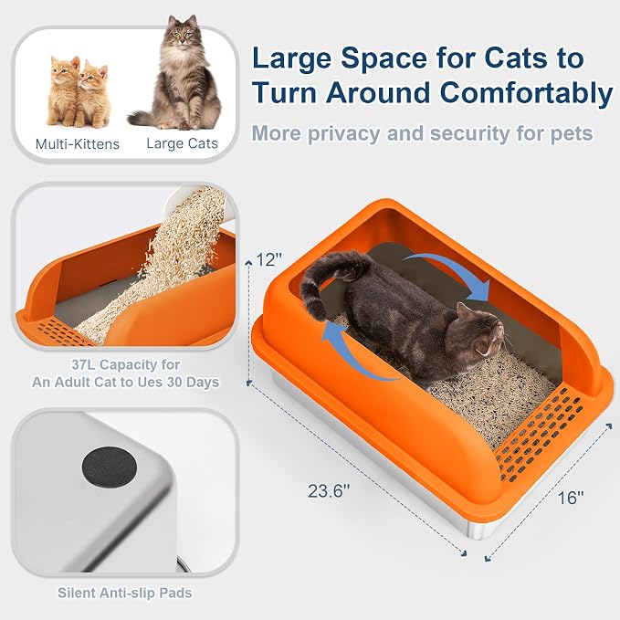 Enclosed Stainless Steel Litter Box - Image 4